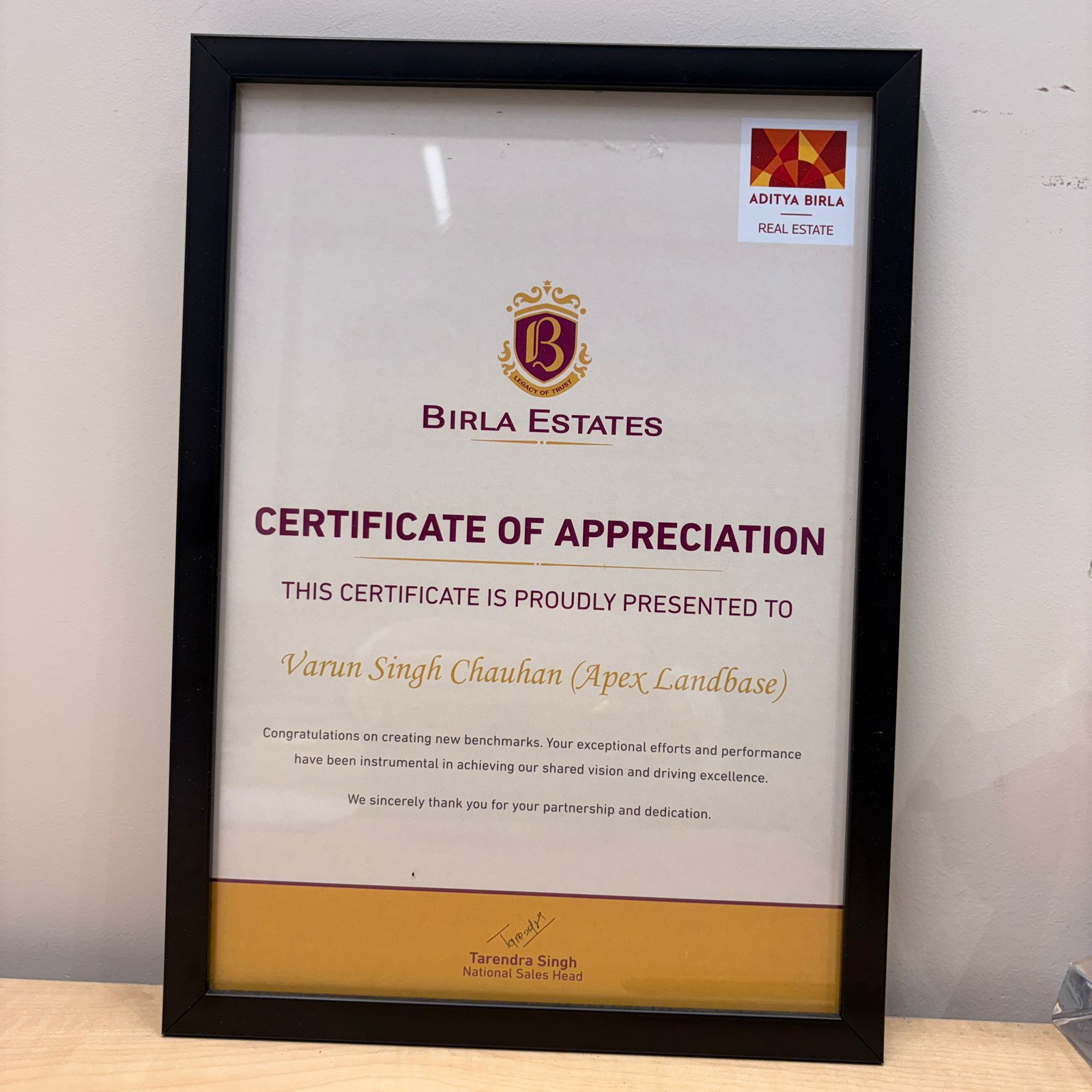 Birla Estates Certificate